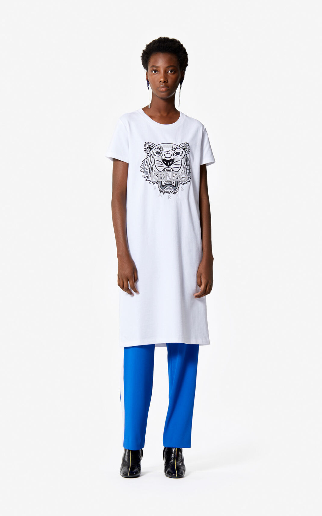 Kenzo Tiger t shirt Elbise Bayan Beyaz | 6809-VMRDF